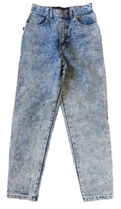 Vintage 80's SASSON Acid Wash High Rise Jeans Ankle Bows Juniors 7 Inseam 26.5 - Picture 1 of 11