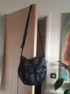 ♡All Saints♡ Black Xbody leather & Suede handbag. Saddle bag. 6 pockets. Rare. - Picture 1 of 12