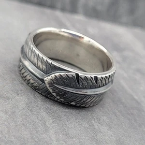 Anillo de plumas David Yurman de plata de ley 925 con banda de 10 mm Frontier - Imagen 1 de 4