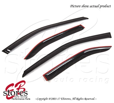 Black Tinted Out-Channel Vent Visor 4pcs For 1997-2001 Mitsubishi Mirage Sedan - Image 1 of 4