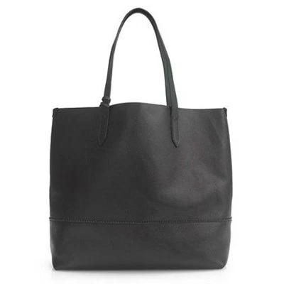 J.Crew 皮革 Downing 托特包可携带全黑色皮革懒人单肩包经典 — 第 1/4 张图片