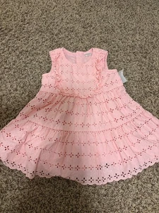 Hanna Andersson Kleid hellrosa Ösen 8 130 cm ärmellos pastell Spitze Knopf - Bild 1 von 3
