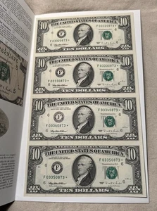 UNCUT New SHEET OF FOUR TEN DOLLAR BILLS SERIES 1995 RESERVE NOTE STAR - Picture 1 of 3
