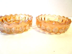 Vintage Marigold Carnival Glass 3" Ashtrays Coasters 2 - Picture 1 of 6