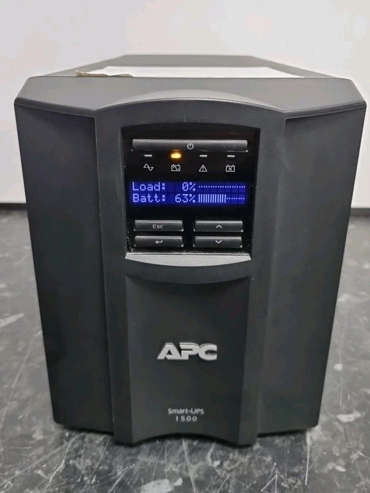 APC SMT1500i tower Black with LCD screen working batteries back up office server - Image 1 of 4