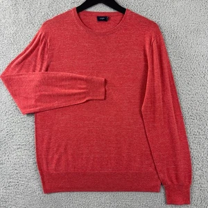 J Crew Sweater Mens Medium Coral Orange Red Crew Neck Lightweight Pullover Knit - Picture 1 of 9