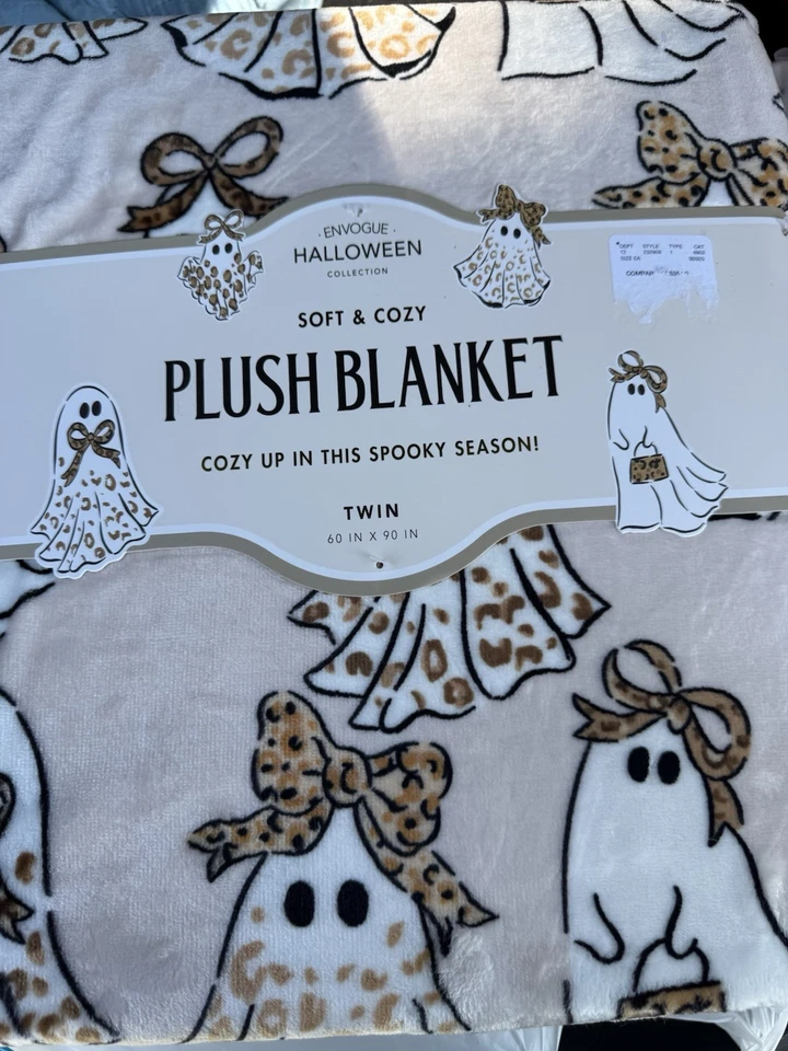 ENVOGUE NEW Viral Ghost Cheetah Bow Plush Throw Blanket Twin Size
