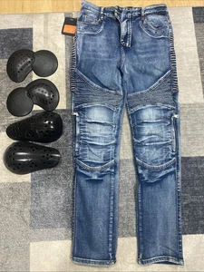 Motorcycle Riding Pants Denim Jeans Protect Pads, Knee/Hip Armor Pads M/30 - Bild 1 von 8