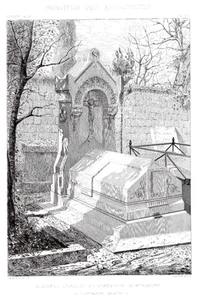 1873 Architectural Study Lithograph: Tomb at Monmartre, Vaudremer Arch. - Picture 1 of 4