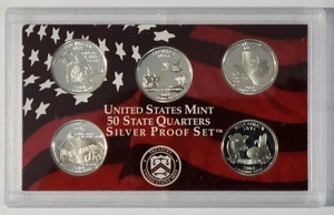 2004 S PROOF SILVER STATE QUARTS PROOF SET IN OGP MICH, FLA, TEX, IOWA, WISC - Photo 1/2