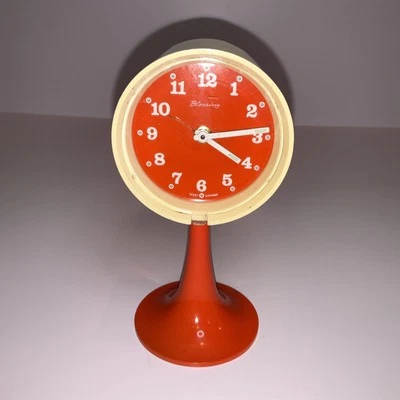 Vintage Orange Mod Era Space Age Tulip Clock Blessing 70s West Germany Works ! - Image 1 of 4