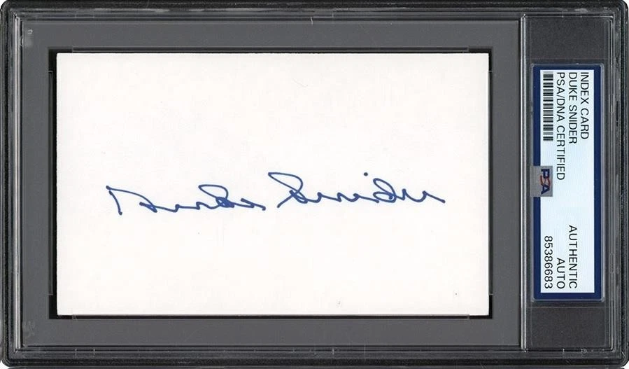013, Duke Snider HOF, Original Autograph, Index Card, Dodgers, PSA/DNA - Image 1 of 4