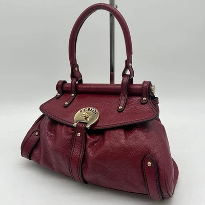 Auténtico bolso de hombro FENDI de cuero burdeos pequeño de colección Foto 1 de 4