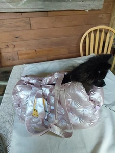 Fluffy Baby Designer Pet Carrier Handbag Pink Quilted Soft Small Dog - Picture 1 of 14