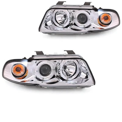 Set Di Fari Per Audi A4 B5 8D Anno 94-99 Limo/Avant Angel Eyes Chiaro/Cromato - Immagine 1 di 4
