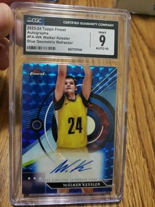 2023-24 Topps Finest Autos Walker Kessler Blue Geo Refractor /99 CGC 9 Auto 10  - Picture 1 of 4