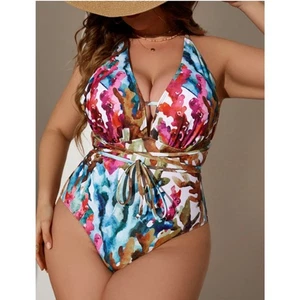 Costume da bagno unico Swim Curve Plust dettaglio nodo incrociato - Taglia: US12 (OXL) - Foto 1 di 6