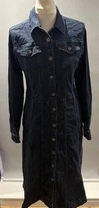 BENETTON Hemdblusenkleid Stretch Denim Langarm mit Seitentaschen - Größe M - Bild 1 von 15