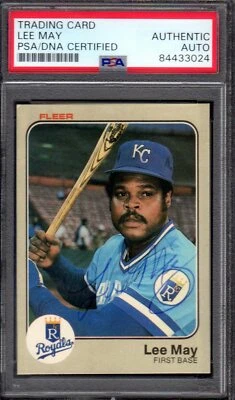 1983 FLEER #118  Lee May  KC ROYALS  SIGNED AUTOGRAPH CARD  PSA / DNA AUTHENTIC - Image 1 of 2