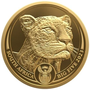 1/4 oz 50 Rand Südafrika Goldmünze Big Five II. - Leopard 2023 PP Zertifikat,Box - Picture 1 of 3