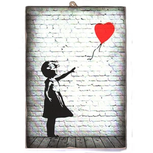 KUSTOM ART Bild Vintage Style Bansky Holzdruck 18 x 25 cm. - Bild 1 von 2