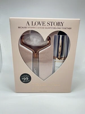 NUEVO, BeautyBio Love Story Set Suero Diario de Vitamina C + Rodillo Brasileño de Cuarzo Rosa Foto 1 de 4