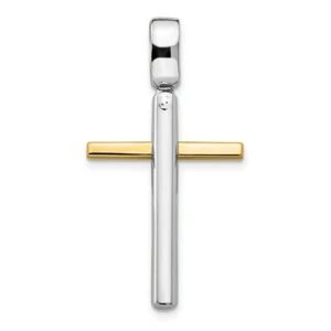 14k 14kt Two-tone Polished Cross Pendant 33.2 mm X 17.9 mm - Picture 1 of 3