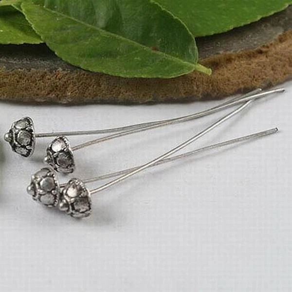 20 piezas HECHO A MANO Pin de cabeza de plata tibetana con cabeza única h0593 Foto 1 de 1