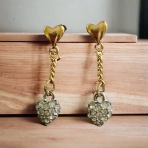 Pendientes perforados colgantes vintage Avon Precious Heart Collection tono dorado 1994 - Imagen 1 de 7