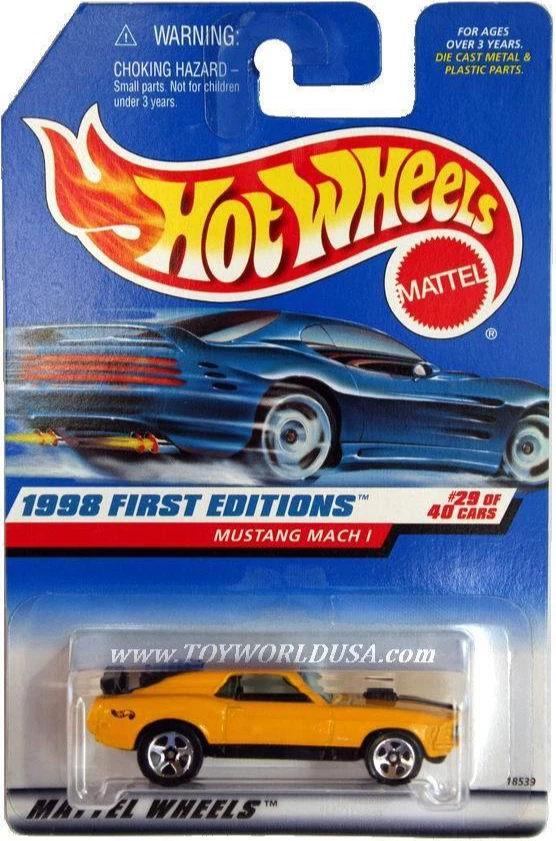 1998 Hot Wheels #670 First Edition #29 Ford Mustang Mach 1 yellow - Image 1 of 1
