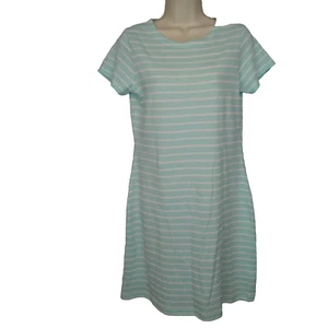 STS Sail to Sable Women's Green/White Short Sleeve Striped Stretch Dress sz m  - Picture 1 of 11