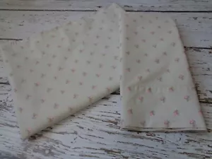 SIMPLY SHABBY CHIC Pink Rosebuds on Green Flat Sheet Twin Sz + Pillowcase COTTON - Picture 1 of 9
