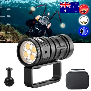 25000LM Dive LED Flashlight Scuba 120M Video Photo Blue Red Light USB Charging - Picture 1 of 10