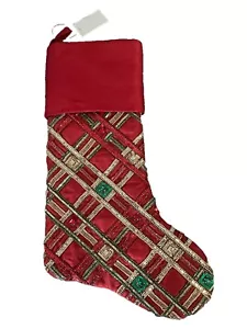 Neu Neiman Marcus Classic Christmas Tartan Plaid Stocking sold out Rare - Bild 1 von 2