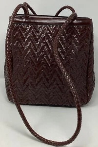 Liz Claiborne Basket Weave Braun Geflochten Handtasche Schultertasche - Bild 1 von 13
