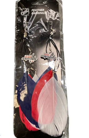 Washington Capitals Feather Style Earrings With Team Logo NHL Licensed - NWT Cover