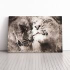 Pair Of Loving Lions Animal Canvas Wall Art Print Framed Picture Home Decor