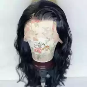 Glue less Lace Front Wig Black Long Wavy Heat Resistant Hair HD Lace Pre Plucked - Picture 1 of 8