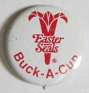 1950s antique Easter seals buck a cup pinback button handicapped children 44146 - Picture 1 of 3