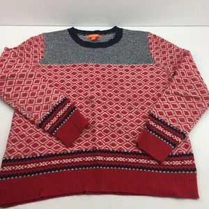 Joe Fresh Damen Pullover rot Strick Weihnachten Urlaub grau schwarz weiß Größe Large - Bild 1 von 7