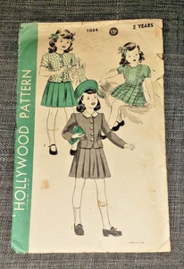 Vintage Hollywood Pattern No. 1054 Child's Jacket and Skirt - Size 2 Years - Picture 1 of 6