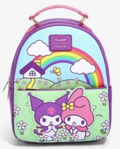 New Sanrio LOUNGEFLY My Melody & Kuromi rainbow mini backpack - Picture 1 of 3