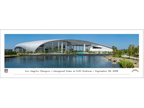 LA CHARGERS AUTOGRAPHED INAUGURAL GAME PANORAMIC POSTER SoFi STADIUM 2020 Cover