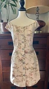 Rebecca Taylor La Vie Large Denim Floral Off the Shoulder Cream Button Size S - Picture 1 of 8