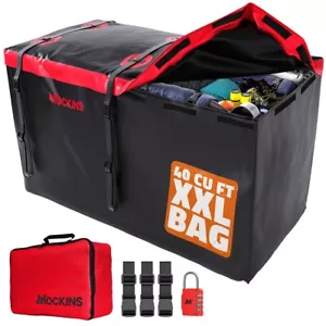 Mockins 40 Cubic Foot Car Carrier Bag 70"x33"x30" Red Waterproof Cargo Bag - Foto 1 di 9