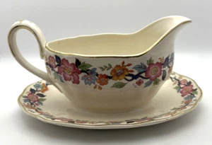 Vintage Grindley Marlborough Royal Petal Old China Gravy Boat England Floral - Picture 1 of 11