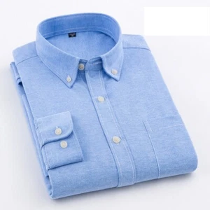 Mens Oxford Shirts Long Sleeves Button Formal Business Casual Dress Shirts Tops - Picture 1 of 20