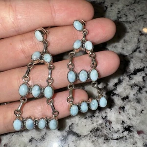 Tiered Larimar Dangle Stud Earrings - Picture 1 of 3