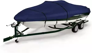 Heavy Duty Boat Cover, Waterproof Trailerable Boat Cover Fits V-Hull Runabouts, - Picture 1 of 8