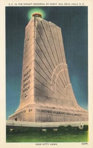 Postcard The Wright Memorial By Night Kill Devil Hills North Carolina NC - Picture 1 of 2